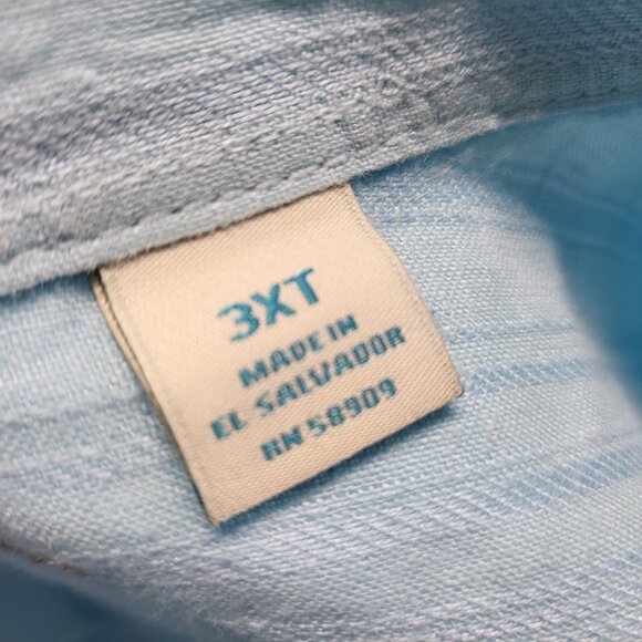 Carribean Mens Shirt Linen Blend Button Up 3XT Tall Roll Tab Long Sleeve Coastal - Picture 6 of 16